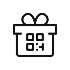 Poster - QR code gift box isolated icon, use qr code on gift vector symbol with editable stroke