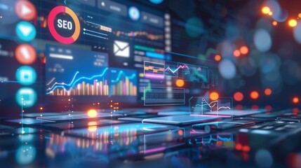 Aufkleber - A computer screen with a lot of graphs and numbers