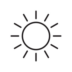 Wall Mural - Sun line icon, sun symbol isolated on white.