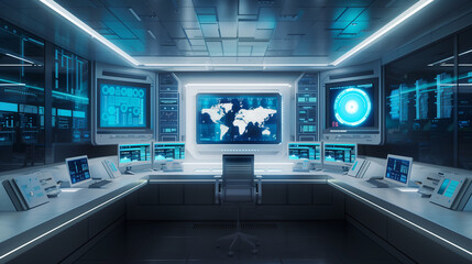 Poster -  a modern tech lab scene with digital screens, floating data visualizations, and high-tech equipment, futuristic digital data science tech laboratory 