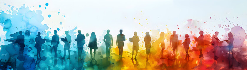 Poster - Photo realistic watercolor SWOT analysis with tablets in magical setting for creative business analysis concept in photo stock.