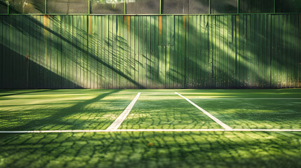 Wall Mural - A tennis court with a white line on the ground