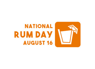 Wall Mural - Vector Illustration of National Rum Day. August 16. Orange background.