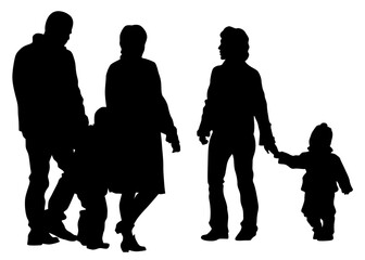 Canvas Print - Families with little child on white background