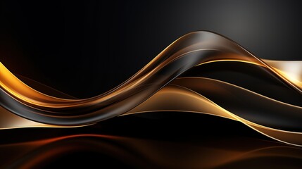 Poster - Abstract black and gold waves background.