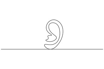 Human ear continuous one line drawing of isolated outline vector icon