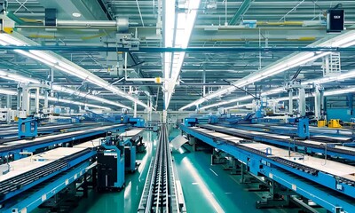 Poster - Discover advanced machinery and automation systems at a modern manufacturing facility