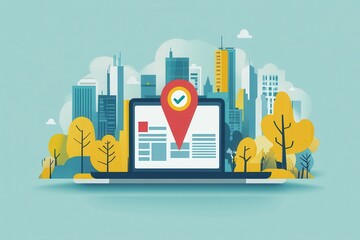 Wall Mural - Strategic SEO and Keyword Planning in Minimalist Flat Illustration Style for Digital Marketing Success