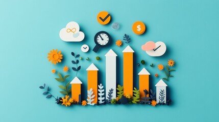 Wall Mural - Boosting Business Growth with SEO: Minimalist Flat Illustration of Keyword Research Success