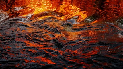 Wall Mural - river, abstract, travel, water, flow, red, orange, vibrant, colors, motion, artistic, fluid, backgro
