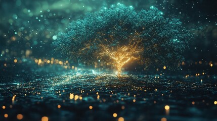 Wall Mural - Digital Growth Strategies Unveiled: Surreal Visualization of Keyword Research Impact on Business Expansion