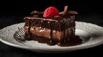 Wall Mural - chocolate cake with strawberry