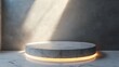 © HYOJEONG - Elegant Round Marble Podium with Dramatic Lighting for Product Showcasing