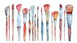 © Sukifli Dakheng - Paintbrushes in various sizes,Clipart, watercolor illustration, Perfect for nursery art The style is hand  drawn, white background