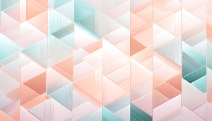 Aufkleber - Abstract geometric pattern with pastel colors and reflective surfaces in a modern design