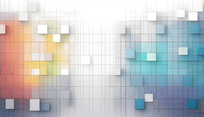 Poster - Abstract geometric pattern with colorful squares on a gradient background