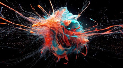 Poster - Dynamic Web of Connections, a vibrant representation of interconnected digital pathways, showcasing abstract patterns and colors that symbolize the flow of information in modern technology.