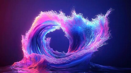 Poster - Vibrant Abstract Digital Waves, dynamic blend of purple and blue hues, fluid movement, expansive free space inviting creativity and exploration.