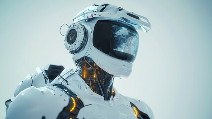 Poster - AI humanoid robot displaying a vibrant virtual hologram, set in an expansive environment, showcasing advanced technology and digital interaction.