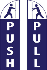 Wall Mural - Push and pull door opening instruction label vector.eps