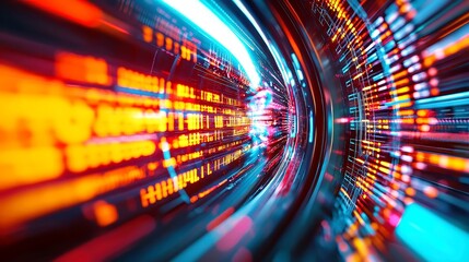 Poster - Futuristic digital technology landscape, glowing data lines weaving through vibrant light, embodying the essence of rapid data transfer and advanced artificial intelligence concepts
