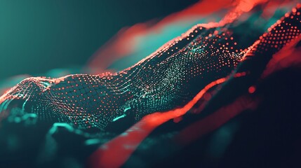 Poster - Futuristic Technology Abstract Animation, a mesmerizing display of glowing dots and interconnected lines forming a vibrant plexus, evoking a sense of advanced digital innovation.