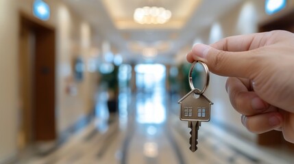 Poster - A person is holding a key in their hand, possibly to enter a house