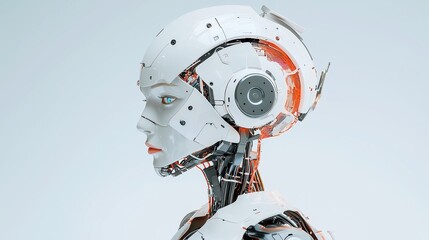 Poster - Humanoid robot resembling a woman, featuring advanced AI capabilities, sleek design, expressive facial features, and a fluid, lifelike movement that enhances human interaction.