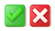 © Caitlin - A bright green checkmark and red cross symbols on a white background, indicating correct and incorrect answers or right and wrong choices.