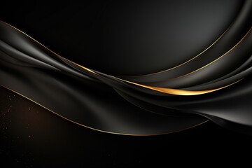 Wall Mural - Abstract black and gold wavy background.