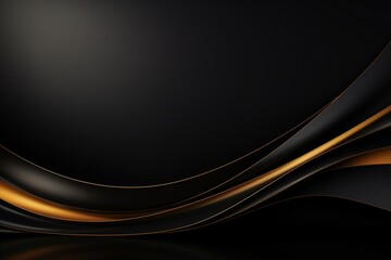 Wall Mural - Abstract black and gold wavy background.