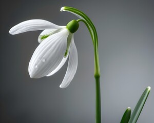 Sticker - Delicate Snowdrop Flower in Macro Photography Capturing Nature s Ethereal Beauty