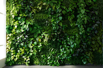 Wall Mural - Vertical gardening in a home. 3D rendering of a green wall.