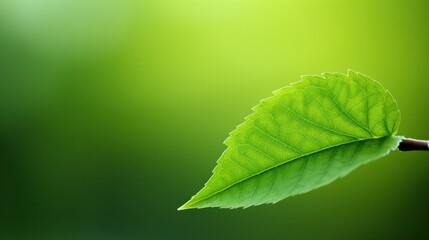 Macro shot of a single green leaf isolated against