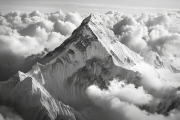 Wall Mural - Aerial photography of majestic mount everest summit captured in a stunning image