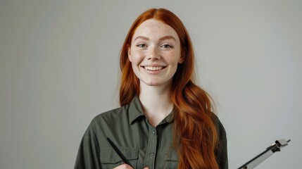 Wall Mural - The smiling redhead woman