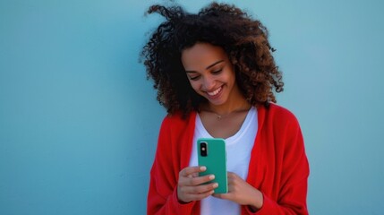 Wall Mural - The woman with smartphone