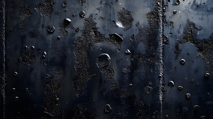 Wall Mural - A black and gray wall with a lot of holes and cracks, backdrop overlay