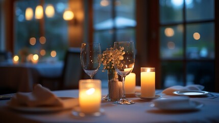 Poster - A table with candles and wine glasses on it