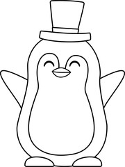 Sticker - Cute Christmas penguin outline.
Cute Christmas penguin coloring page isolated.