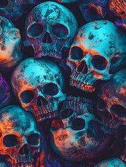 Canvas Print - retro skulls background wallpaper