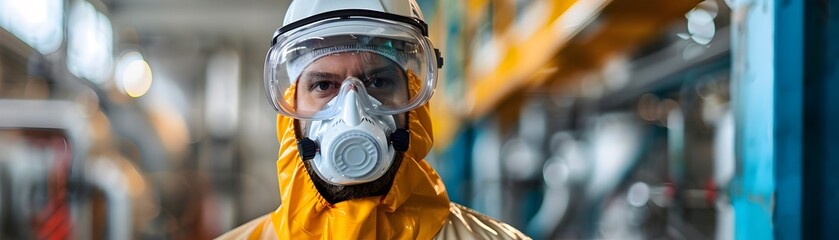 Poster - Worker in Protective Gear at Chemical Plant Industry Concept with Safety and Precision