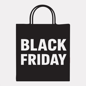 Black Friday Shopping bag vector silhouette on a white background