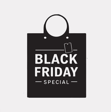 Black Friday Shopping bag vector silhouette on a white background