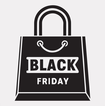 Black Friday Shopping bag vector silhouette on a white background