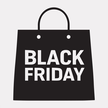 Black Friday Shopping bag vector silhouette on a white background