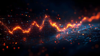 Poster - Abstract glowing data visualization with vibrant colors and dynamic patterns, representing digital trends and analytics.