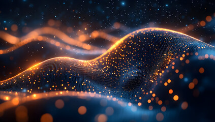 Poster - A mesmerizing wave of vibrant colors and glowing particles, creating a dynamic and captivating digital landscape.