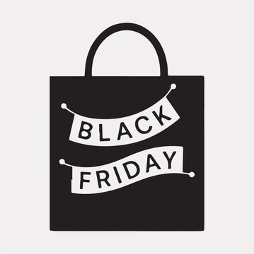 Black Friday Shopping bag vector silhouette on a white background