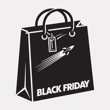Black Friday Shopping bag vector silhouette on a white background